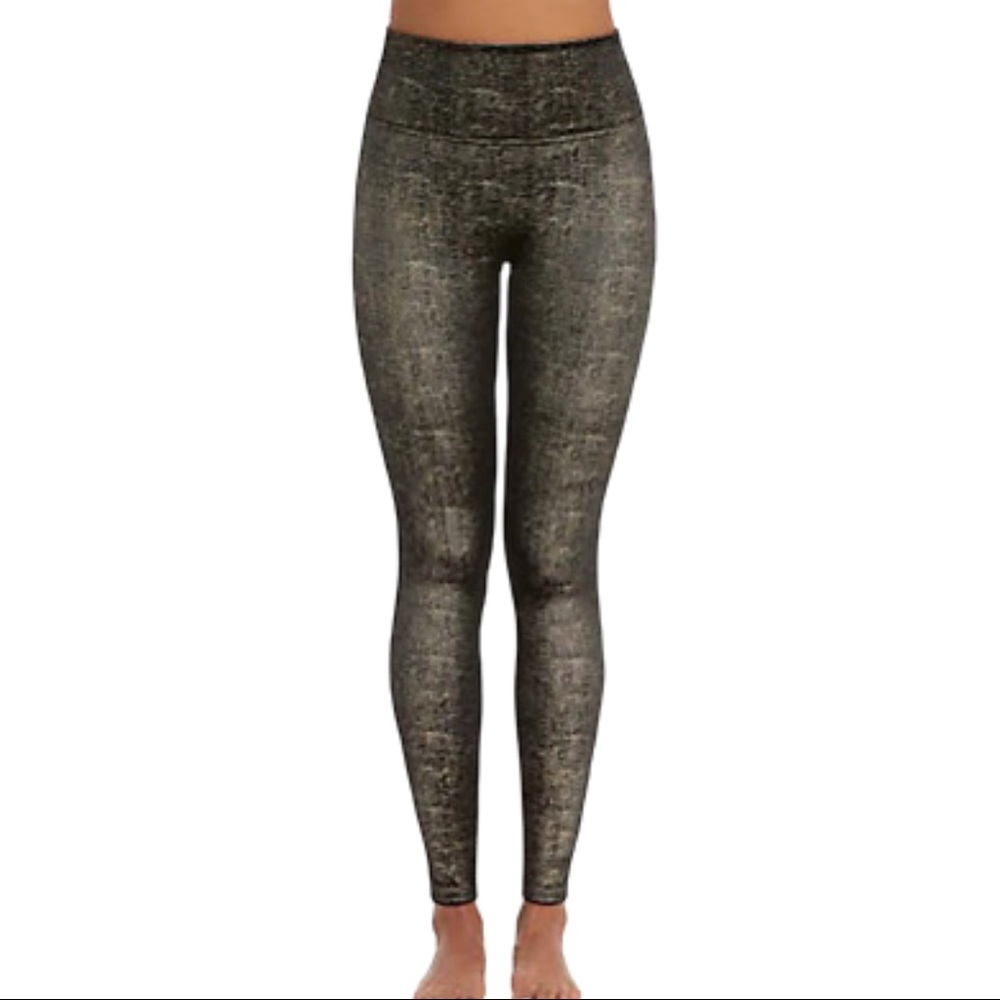 NEW Spanx Velvet Shine Black and Gold Leggings XL